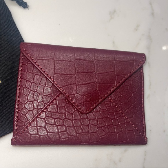 NWOT Rachel Miriam burgundy snakeskin genuine leather card holder - Picture 13 of 14